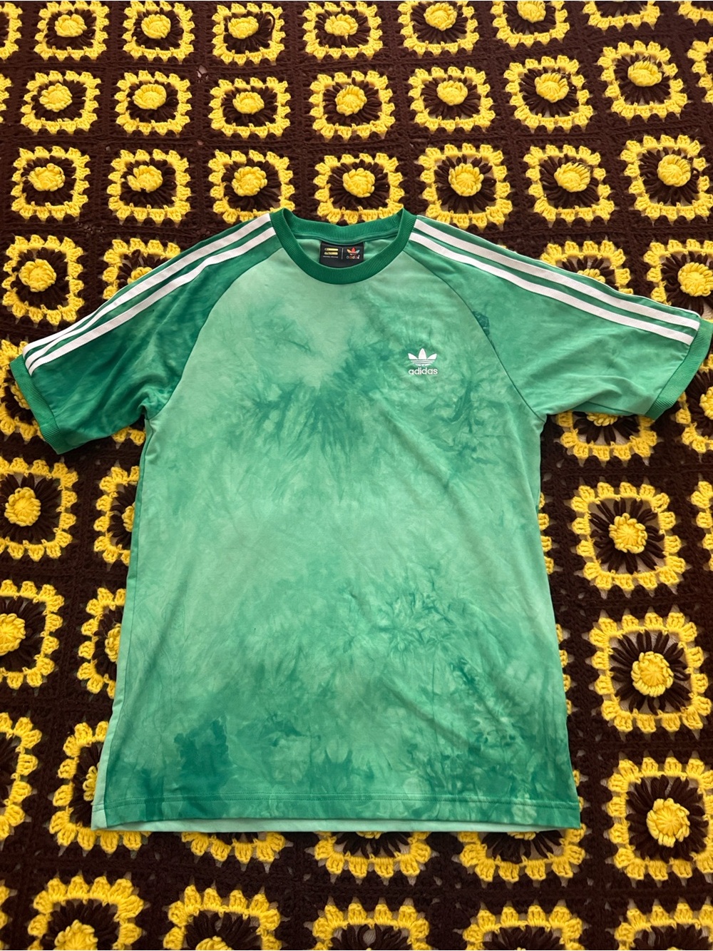 Adidas Pharrell Williams Hu 2018 Holi T-Shirt Green/White Tie Dye Mens Small
